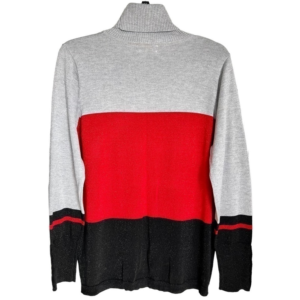 Joseph A Women’s Sparkly Striped Holiday Sweater Lightweight Turtle Neck PXL - Picture 9 of 15